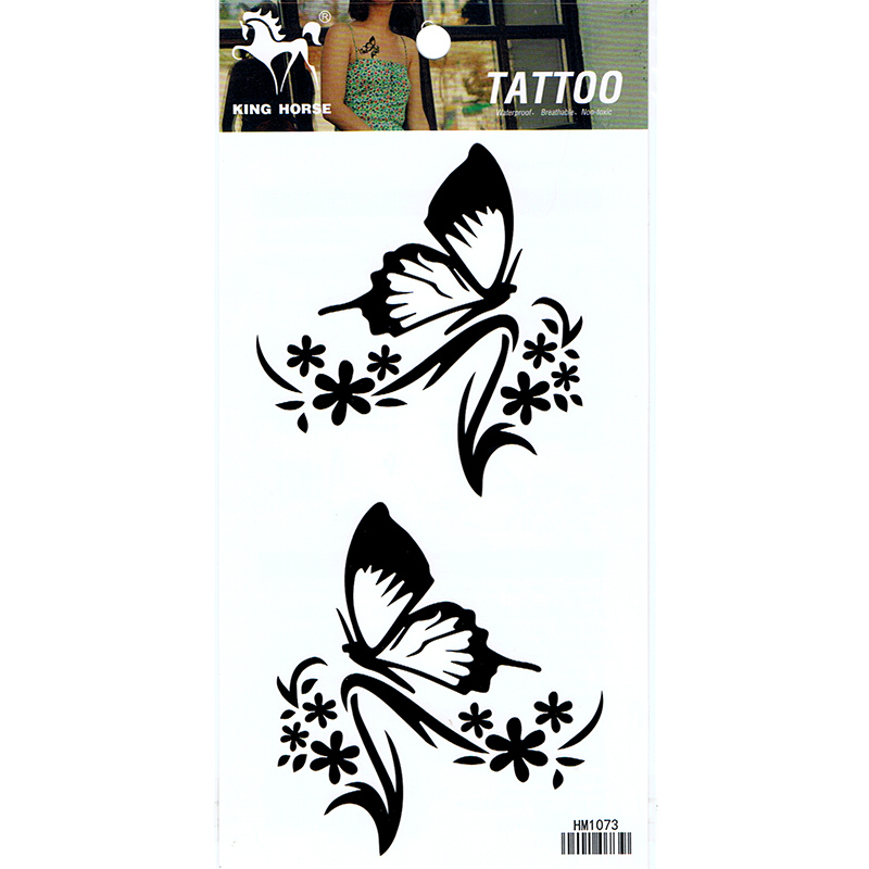 HM1073 Butterfly flower temporary tattoo sticker