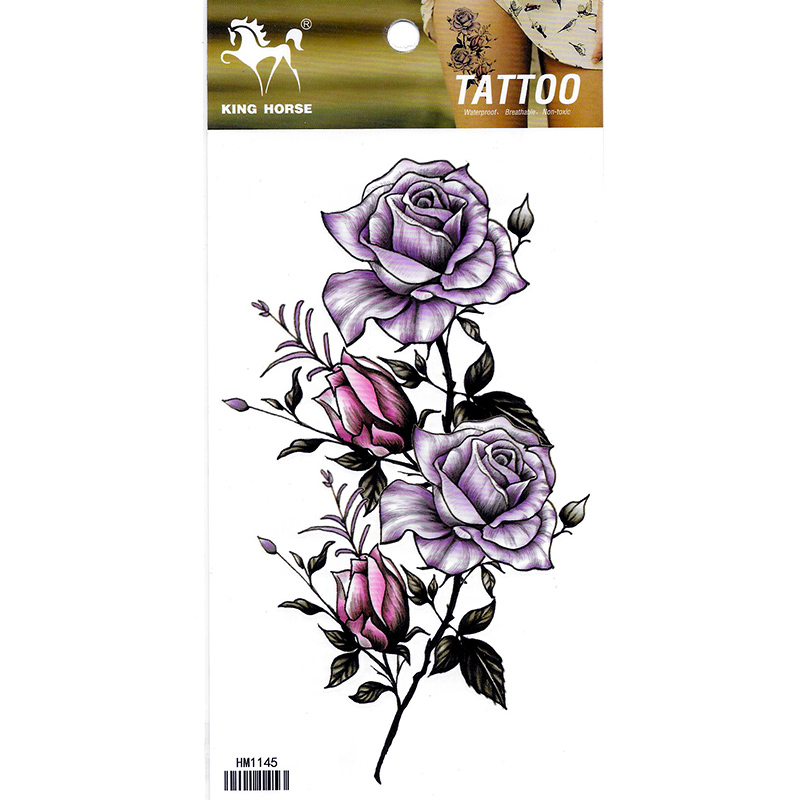HM1145 New fashion Sexy purple rose tattoo sticker temporary leg tattoo sticker