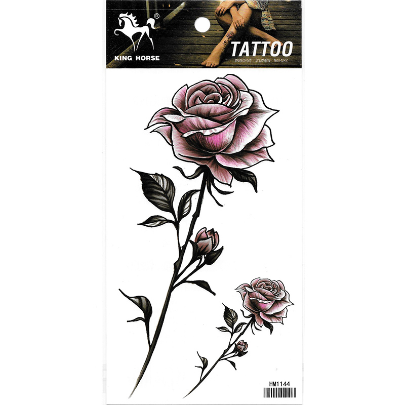 HM1044 new fashion ladys purple rose tattoo watertransfer fake flower hand tattoo sticker