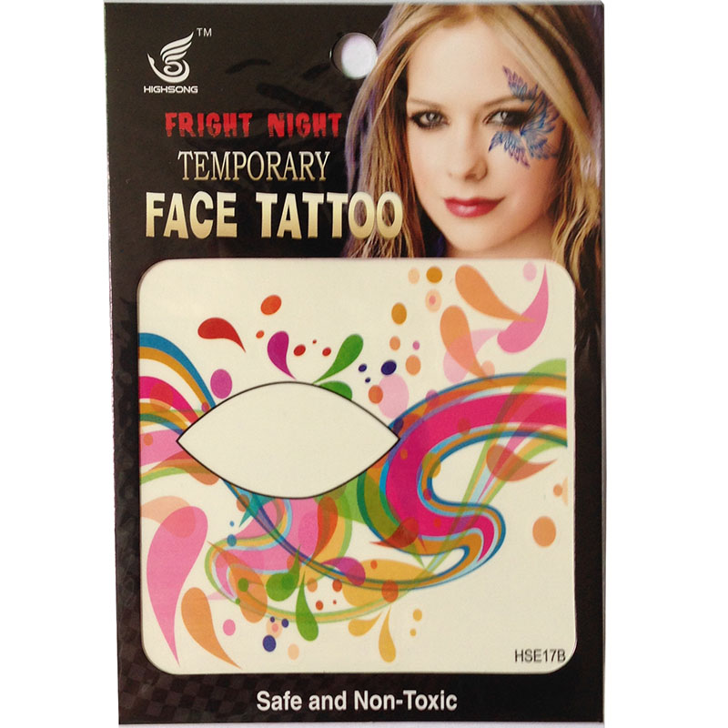 HSE17 8X8cm Night party waterproof temporary single eye tattoo sticker