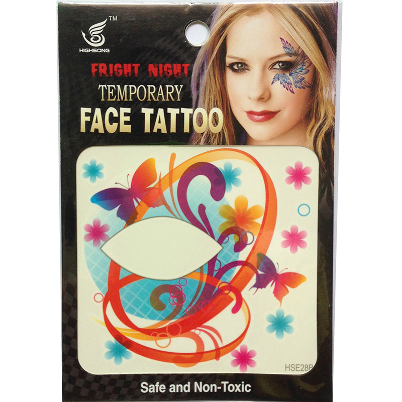 HSE28 8x8cm butterfly flower single eye tattoo sticker face tattoo