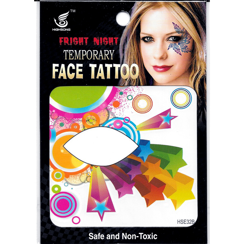 HSE32 8xcm fright night temporary face tattoo colored five-star single eye tattoo sticker