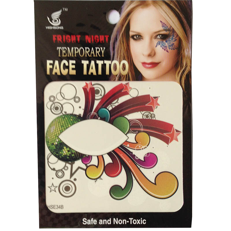 HSE34 8x8cm fright night party temporary face tattoo single eye tattoo sticker