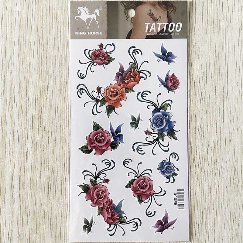 HM050 waterproof tempoary rose butterfly tattoo sticker mini flower tattoo