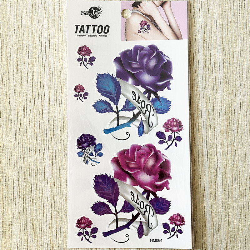 HM064 Temporary rose tattoo sticker