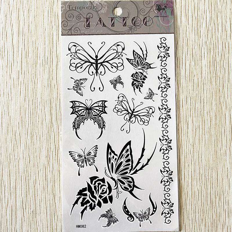 HM082 black butterfly  tattoo sticker