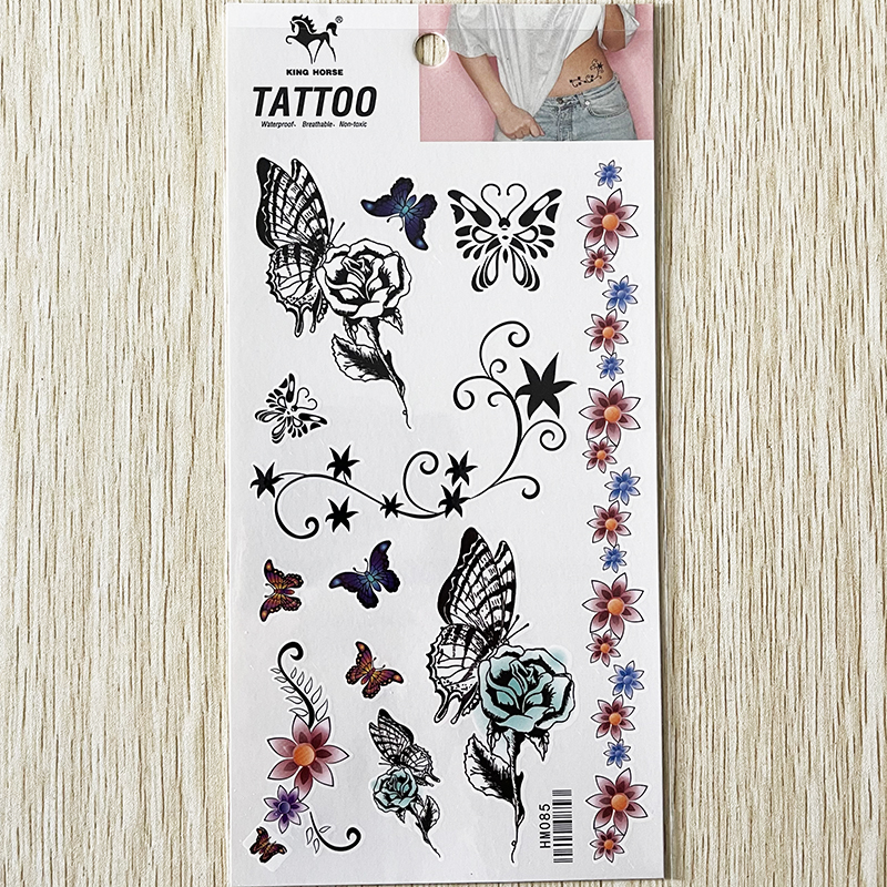 HM085 Temporary flower butterfly tattoo sticker