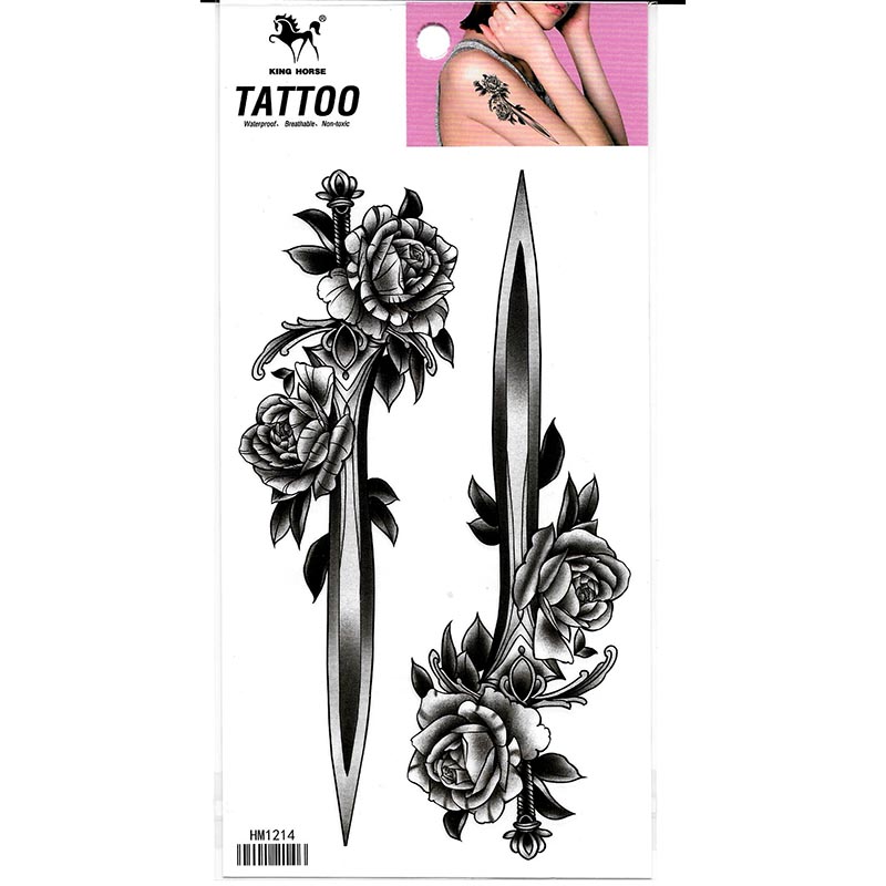 HM1214 Beautiful sexy body art tattoo Rose flower tattoo sticker