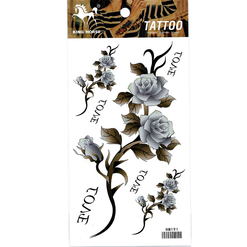 HM191 big and small three flower Body Art Waterproof Temporary Sexy thigh tattoos rose For Woman Flash Tattoo Stickers