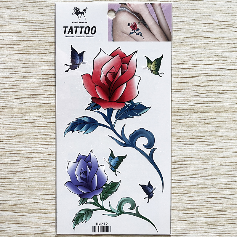 HM212 Temporary waterproof flower butterfly tattoo sticker