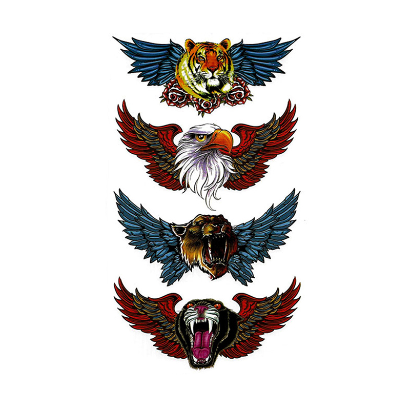 HM282 Temporary Tiger eagle head with wings tattoo sticker