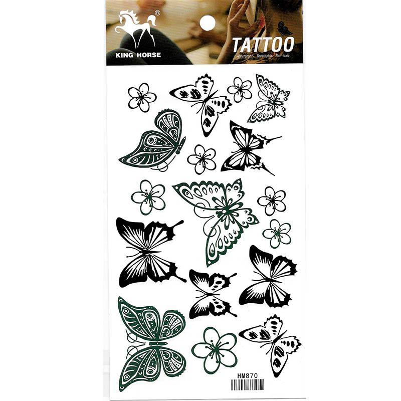 HM870 Ten butterfly seven flower tattoo sticker