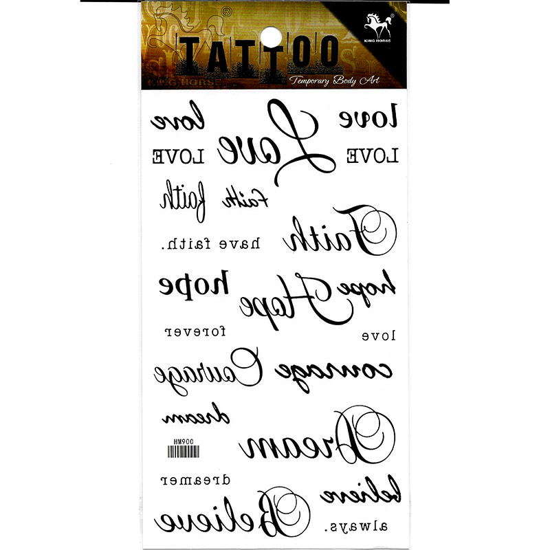 HM900 Black English word LOVE tattoo sticker