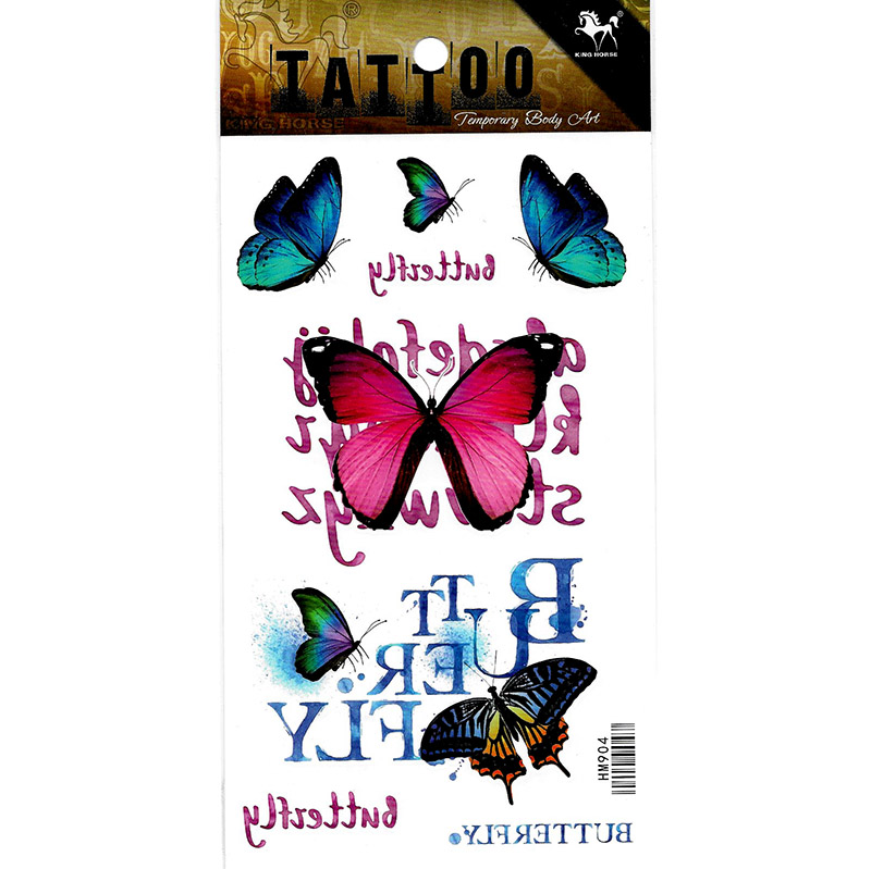 HM904 Six beautiful color butterfly body art tattoo sticker