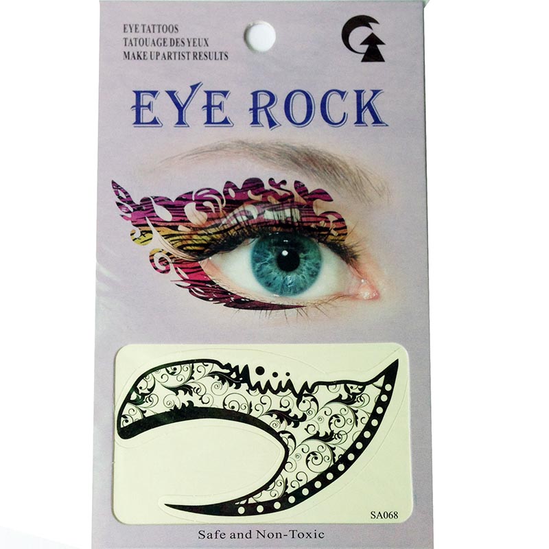 HSA068 waterproof black flower temporary eye tattoo sticker