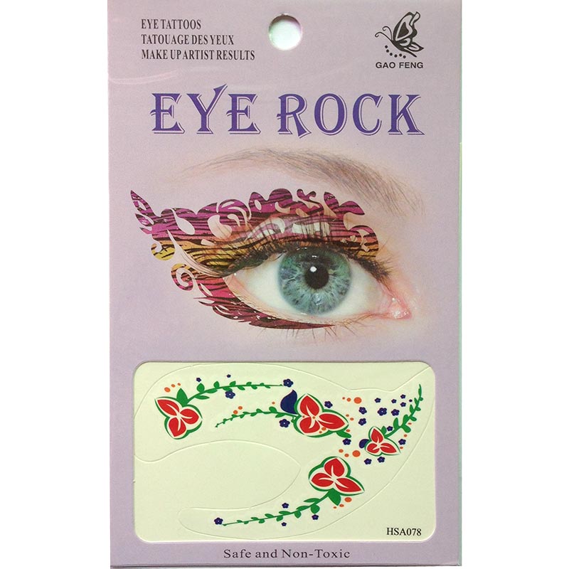 HSA078 Color flower double eyes temporary eye tattoo sticker