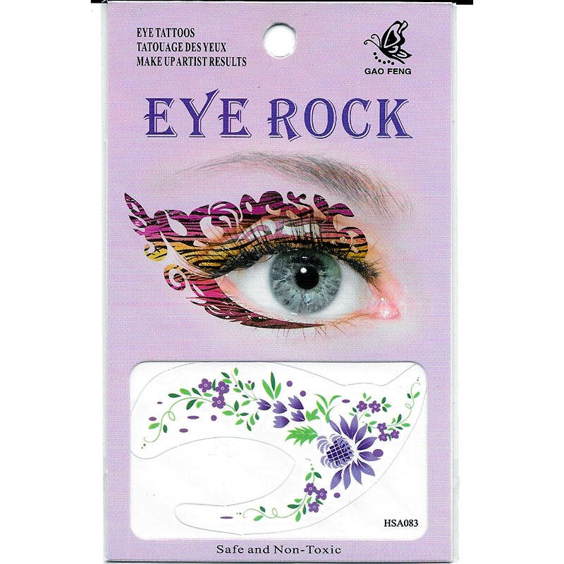 HSA083 green leaf purple flower temporary eye tatttoo sticker