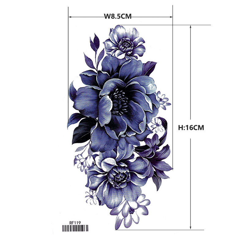 RF119 Tempoary tattoo sticker blue flower for arm and legs