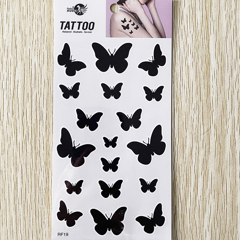 RF19 Temporary Black color Butterfly tattoo sticker