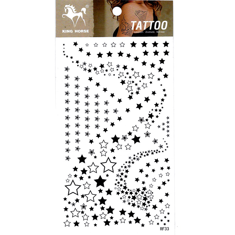 RF33 Mini black five star body art tattoo sticker