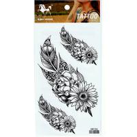 HM1055 Temporary three big middle small feather-sunflower tattoo sticker