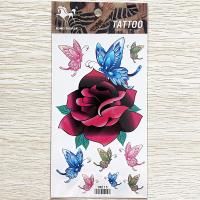 HM115 nine butterfly with big flower temporary tattoo sticker