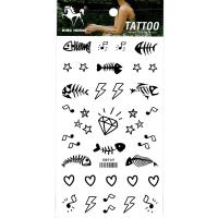 HM909 black color fishbone pentagram lightning music diamond pentagram pattern mini tattoo sticker