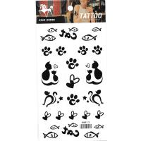 HM913 Cartoon cat mini heart-shaped footprint five star pattern Tattoo sticker