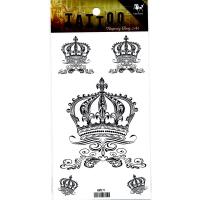 HM971 black color three big and small crowns temporary tattoo sticker